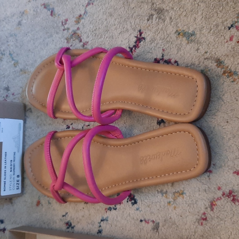 NIB Madewell Bombe Slides in Leather size 8 Pink